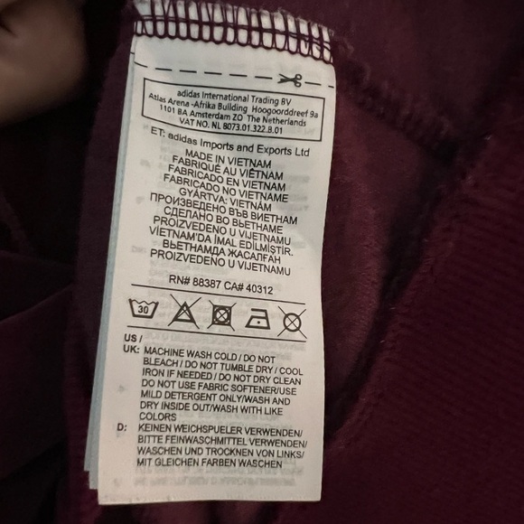 Adidas Originals Velour Cropped Hoodie Sweatshirt - Picture 7 of 7